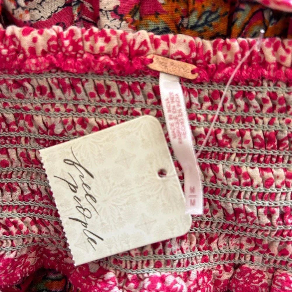 Free People Pink and Cream Floral Smocked Tank - Picture 7 of 12